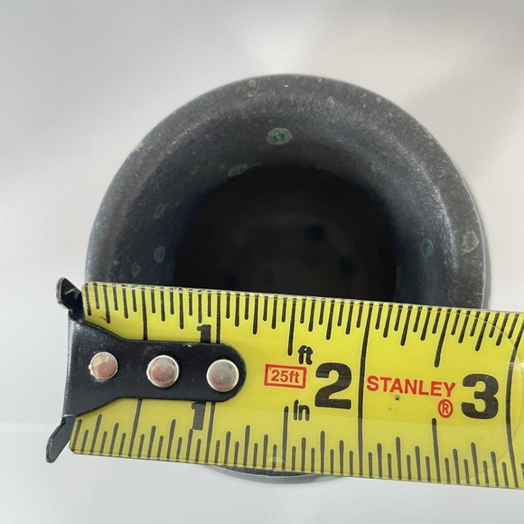 Handcrafted Vase Charcoal Matte Turquoise Splatter Berkus 8in Modern Western - Picture 8 of 9